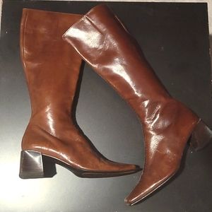 Italian Brown Leather Riding Boots, Sz 8.5